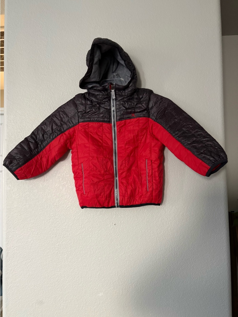Kids Hooded Puffer Jacket - Red and Black sz 4